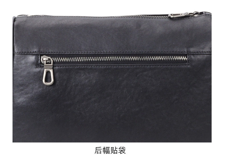 Túi đeo chéo nam da bò thật 29×11×17 cm phong cách đường phố — Màu đen chi tiết 9