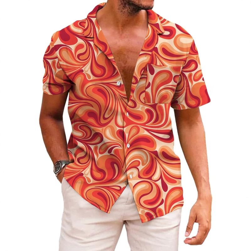 2026 European and American Cross-Border Fashionable Hawaiian Shirts for Men, Palm Beach Shirts, Tropical Vacation Clothing, Dropshipping