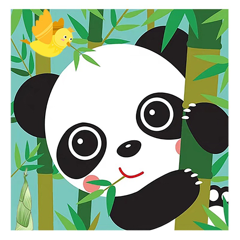 [Con Marco] Auténtico Punto de Cruz de la Mona Lisa, Punto de Cruz de Panda Pequeño y Adorable, Punto de Cruz Infantil