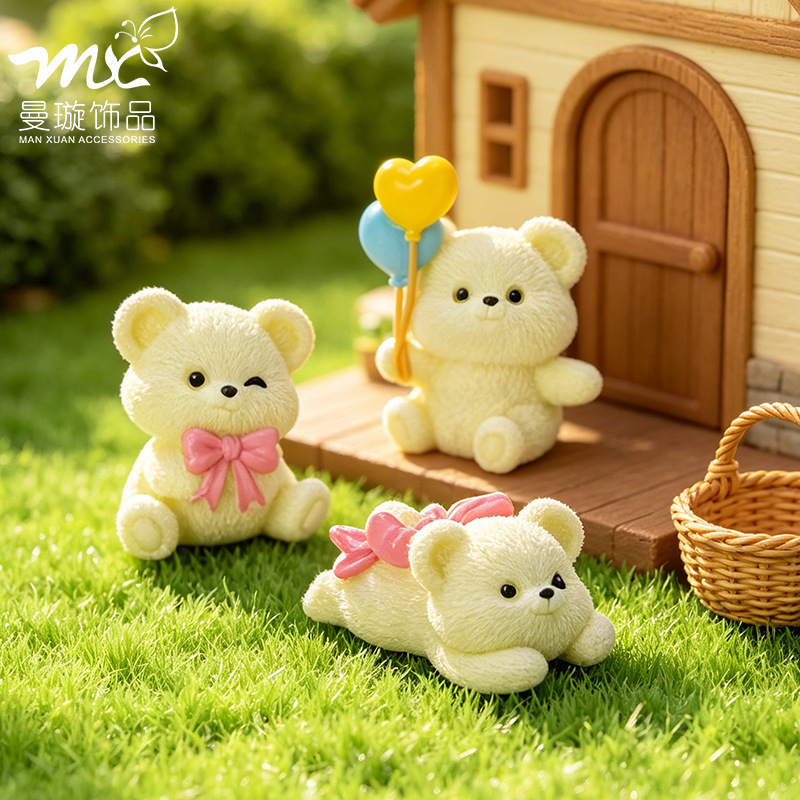 Micro Landscape Creative Couple Bear Figurines Blind Box DIY Decoration Accessories Office Desktop Mini Ornaments