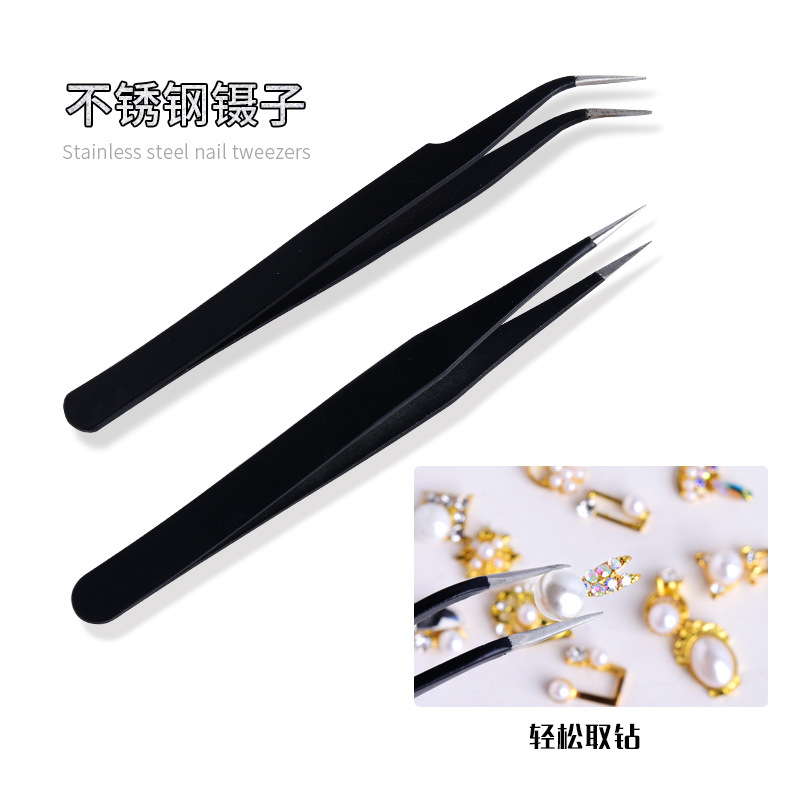 black anti-static tweezers stainless steel