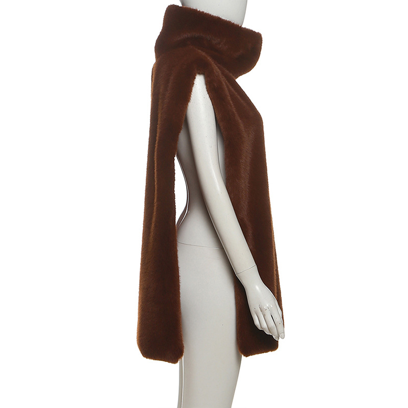 2026 Autumn New Women's Fashion European And American Style Solid Color High Neck Furry Vest Sleeveless Waistcoat Top_ecoleips.com
