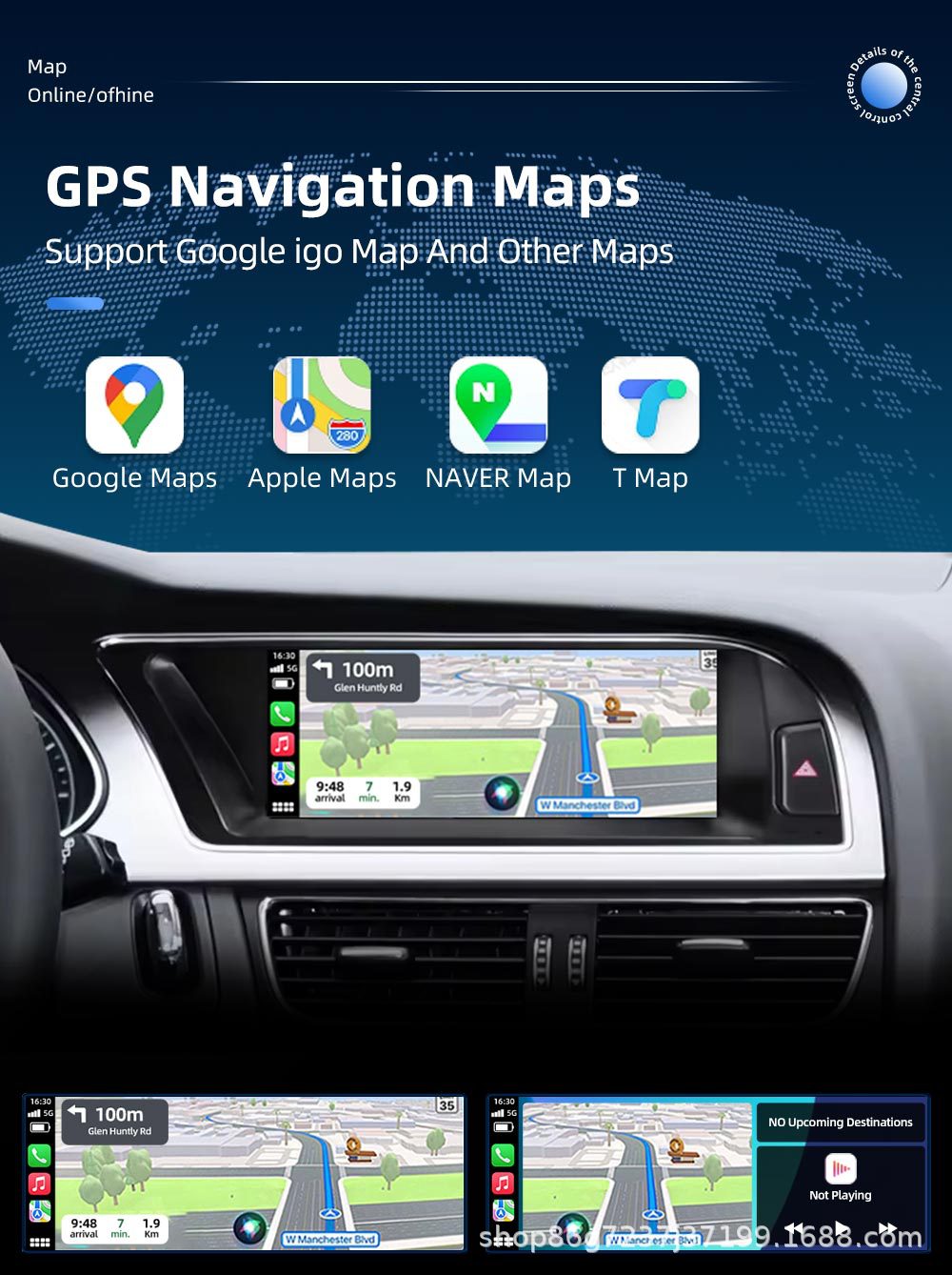 8.8inch Suitable for Audi A5 S5 Car Navigation Bluetooth Reversing Image Navigation All-In-One Central Control Display Screen