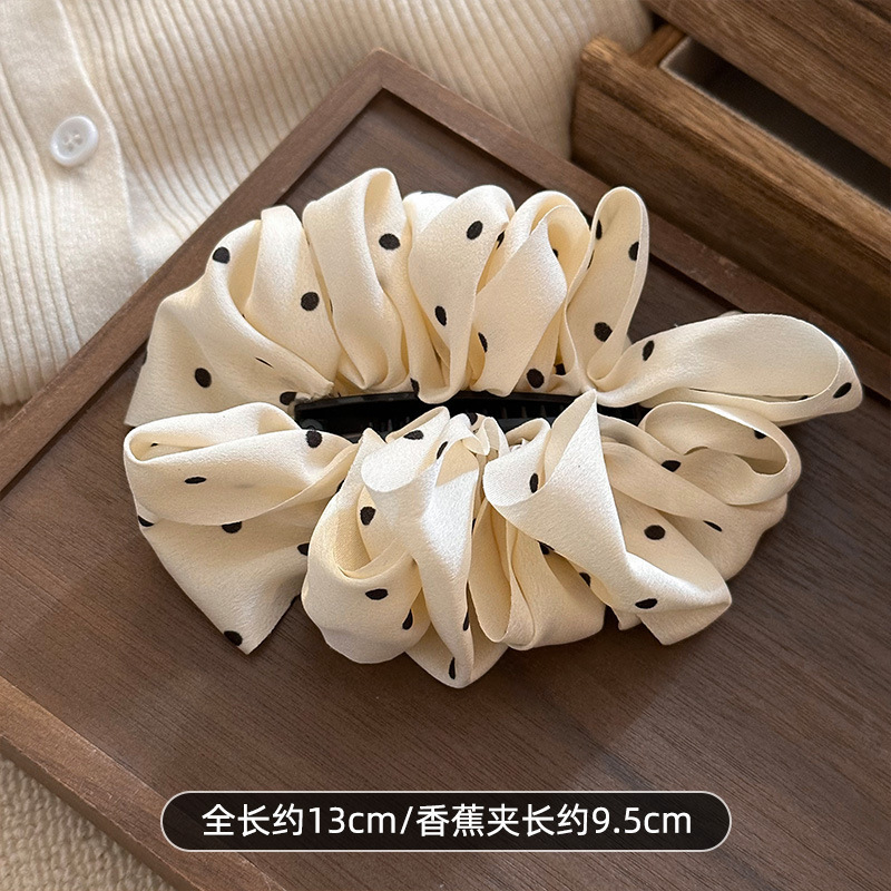 巨显发量蓬蓬香蕉夹新款褶皱云朵泡泡波点碎花甜美氛围感法式发夹|undefined
