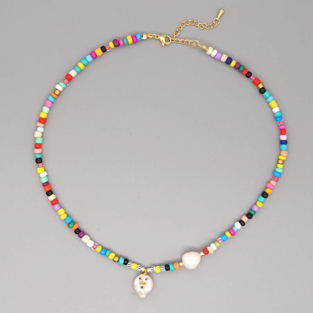 Mode Lettre Matériaux Mixtes Perlé Strass Perle Femmes Collier display picture 4