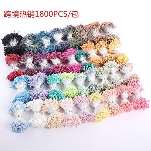 Cross-border hot sale 2mm stamens artificial flower material mixed color flower center round head bud flower handmade jewelry accessories