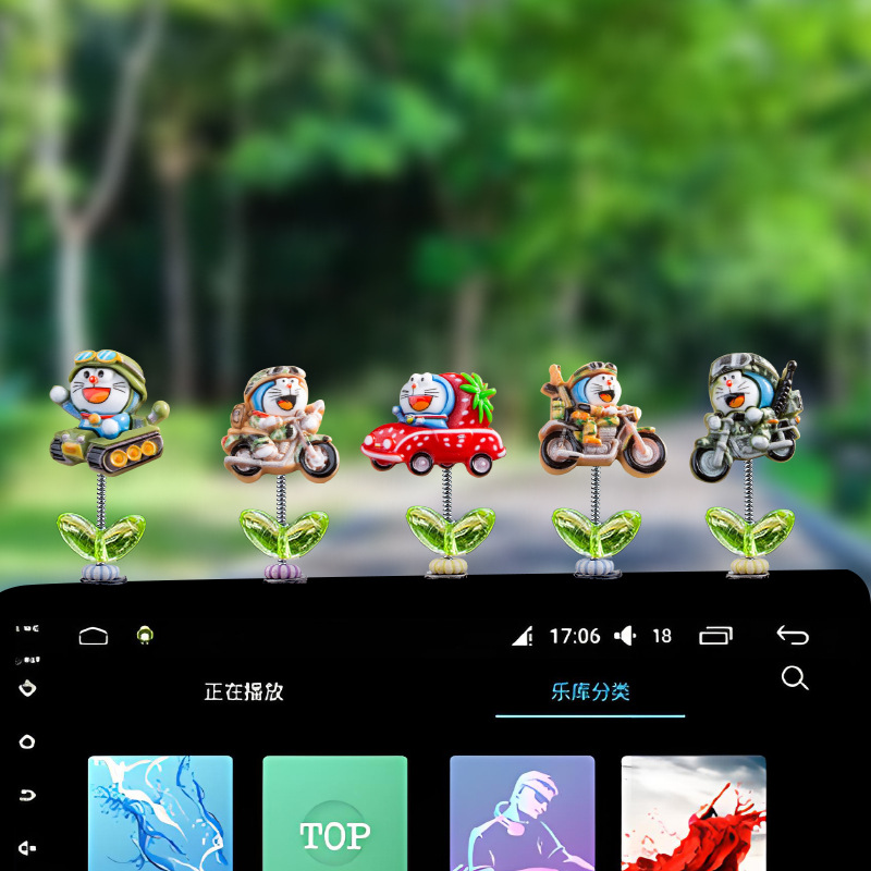 Ciclismo super lindo adornos de automóviles azul gordo pequeño dibujo animado consola central de navegación adornos de pantalla de cabezal sacuda