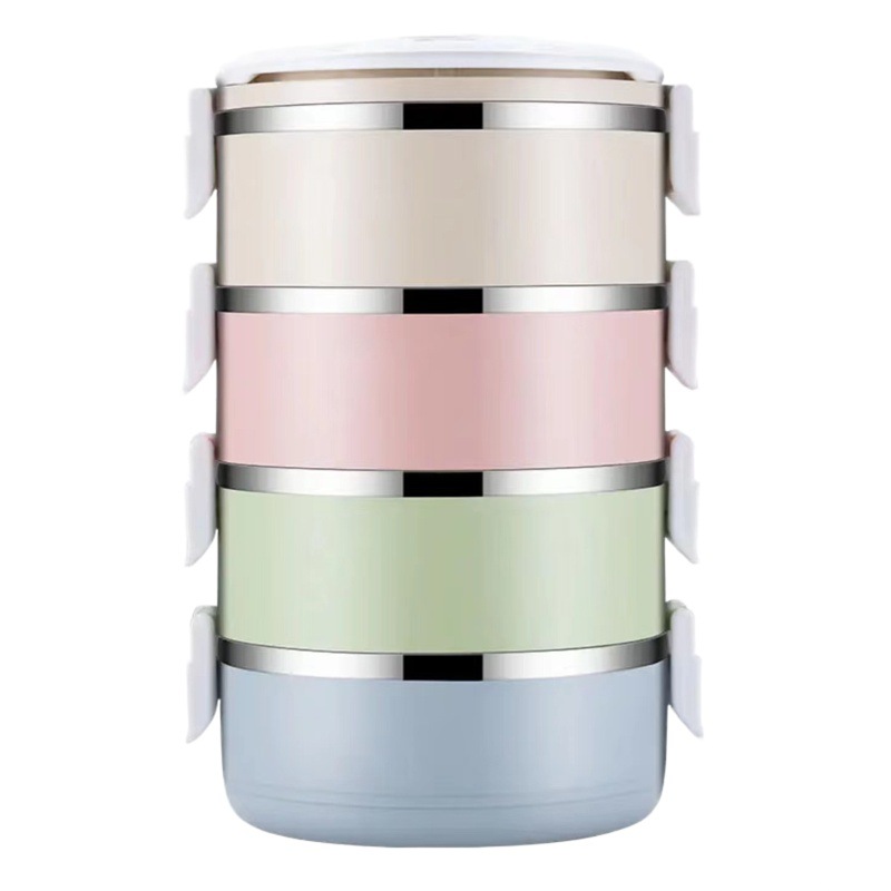 Fiambrera multicapa Fiambrera de aislamiento ampliado de acero inoxidable Fiambrera Fiambrera redonda portátil a prueba de fugas para el hogar para estudiantes adultos