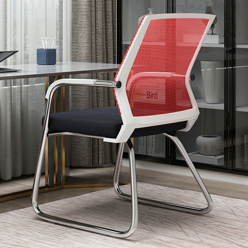 Bold and reinforced white frame red mesh 920 / Steel feet-fixed armrests