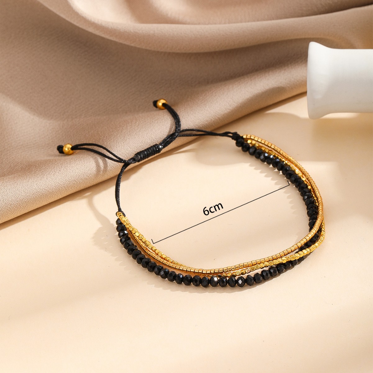 Japonés importado antiguo cuentas redondas moda simple negro y oro ágata piedra regalo amigo pulsera 2022 nuevo producto