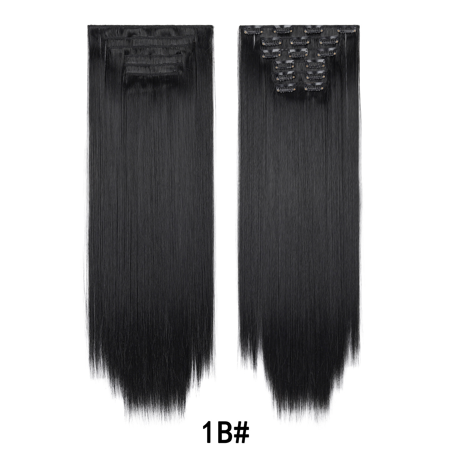 6-piece set of clip hair extension European and American 16-card wig women's long straight hair wig in stock Straight