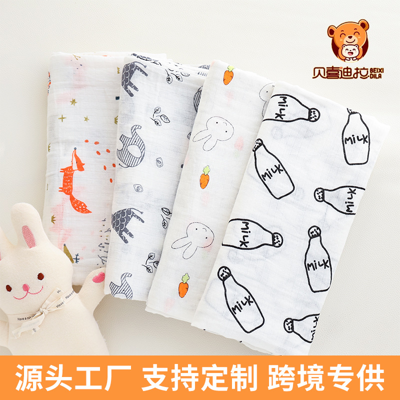 Pure Cotton Newborn Delivery Room Wrap, Thin, Soft and Breathable Baby Swaddle Wrap, Cartoon Printed Baby Blanket