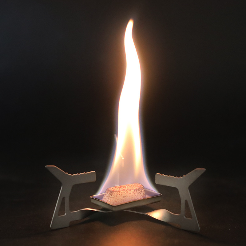 户外野营纯钛固体酒精炉迷你便携折叠一体式三角炉炊具炉头WST014