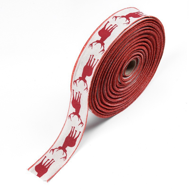 Navidad transfronteriza imitación de lino cinta cinta cinta regalo de Navidad embalaje arco accesorios cinta decoración al por mayor