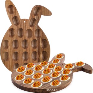 Wooden Rabbit Egg Tray Christmas Home Fruit Snack Plate Cute Rabbit Baby Food Supplement Egg Tray
