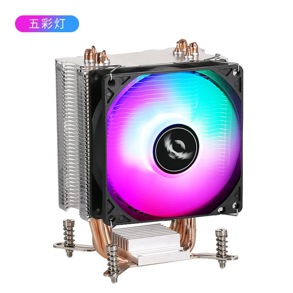 M4 screw 4 copper tube-3 acupuncture speed-black frame white leaf-9cm colorful light-1 fan