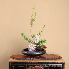 Ceramic Mysterious Ink Series Vase Retro Zen Chinese Japanese Flower Vase Container Flower Plate Small Original Stream Sword Mountain Flower Vase