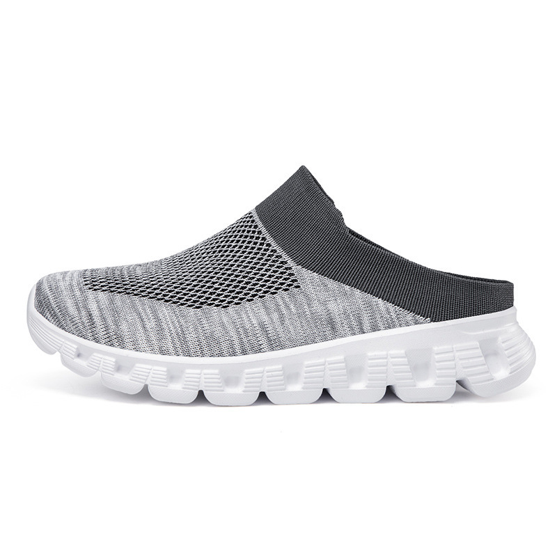 Slip-On Slip-Ons for Men in Summer, Breathable Mesh Fly-Knit Super Hot Half-Slippers for Men, Trendy Sports Large Size Men's Shoes Cross-Border
