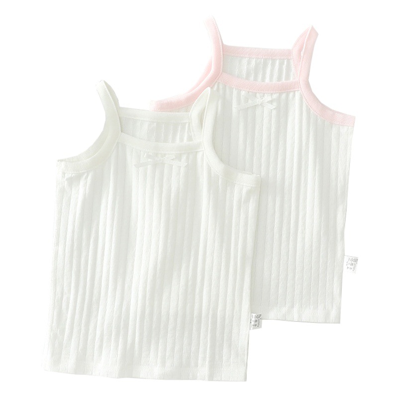 Chaleco fino para niños, camisola, color puro, jacquard, bebé femenino, 100 algodón, base transpirable, deshuesado, 2 piezas, venta al por mayor