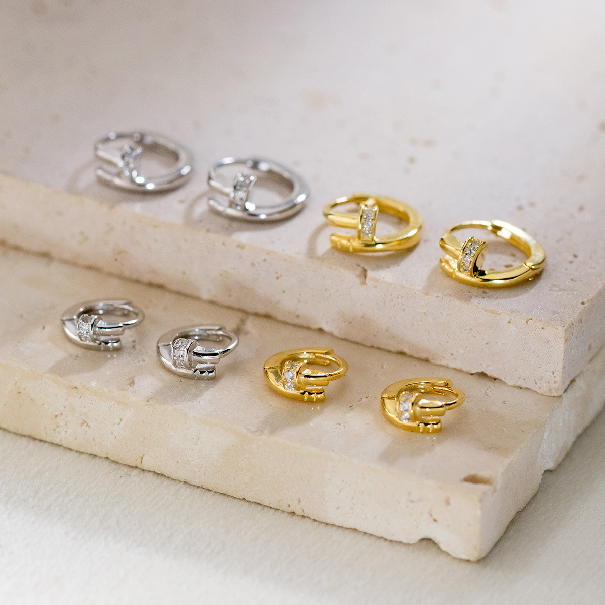 Eloch S925 plata esterlina diamantes geométricos botones de orejas redondas de moda coreana in-wind joyas de orejas M05347