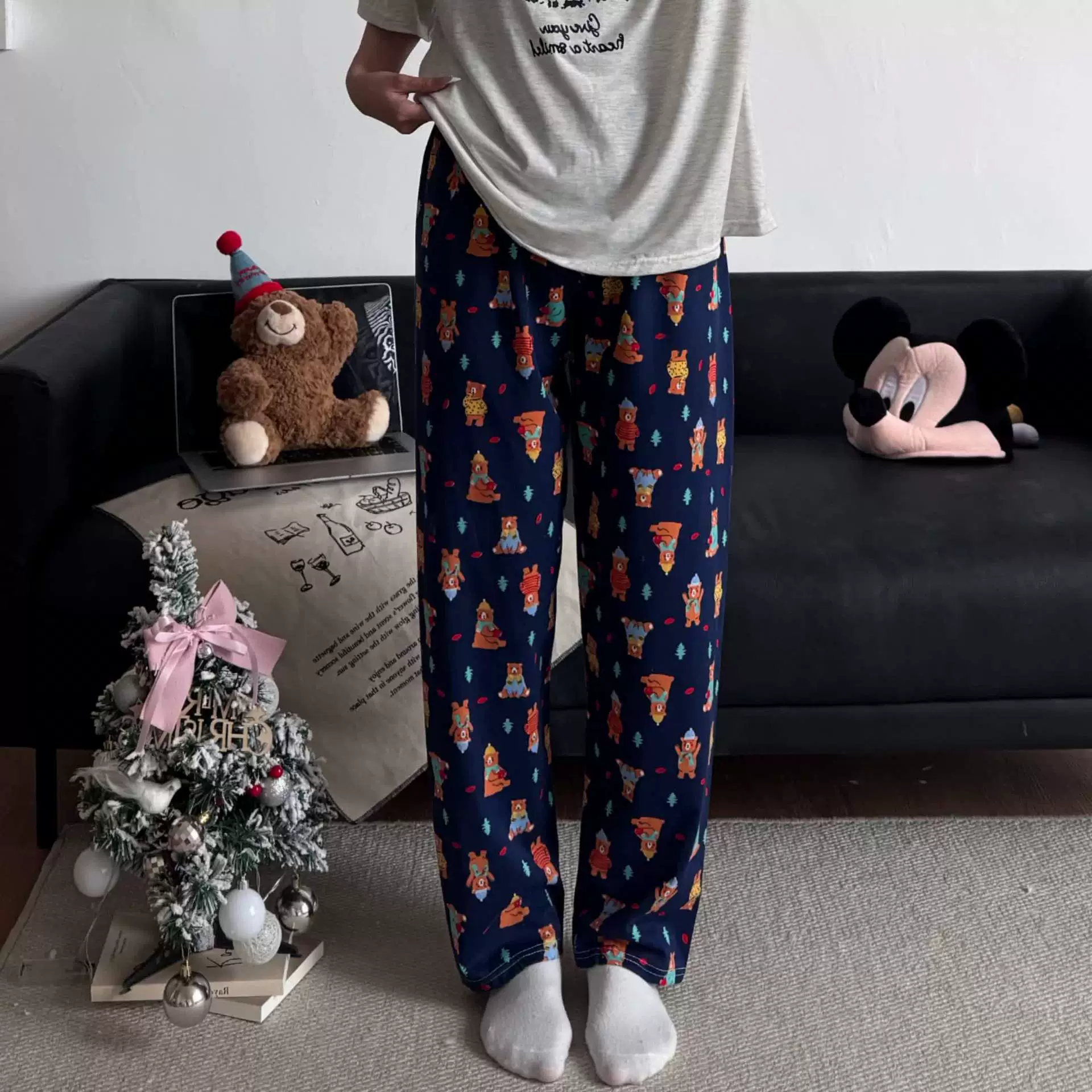 Hello Kitty, мультяшные осенние штаны, оверсайз, высокая талия, свободный прямой крой