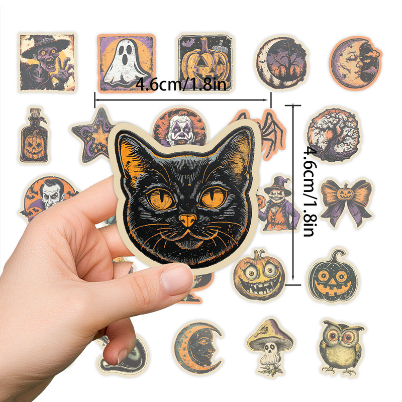 100 レトロハロウィン落書きステッカー水カップスーツケース防水装飾ステッカーハロウィンハンドブックステッカー|undefined