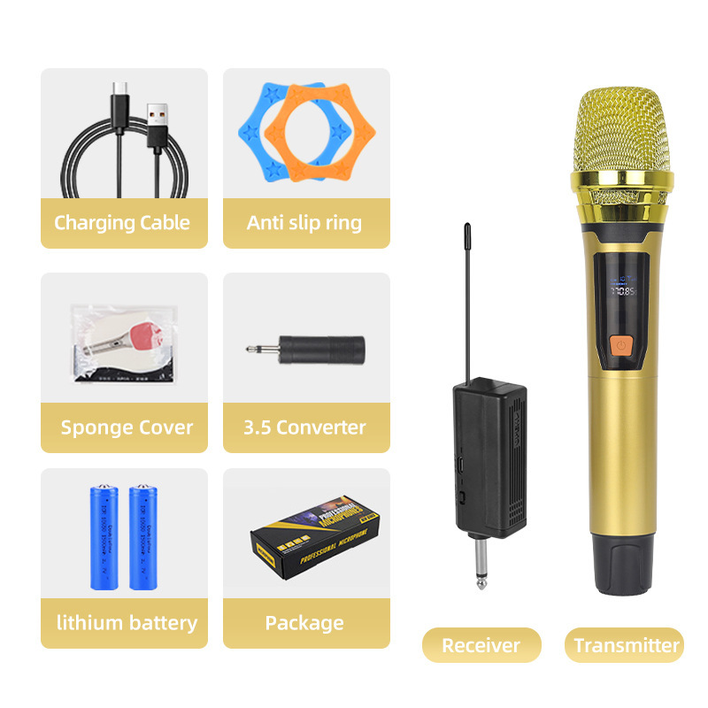 ワイヤレスマイク充電タイプ1モップ2家庭用KTVサウンドカード舞台生放送k歌2.4G専門手持ちマイク|undefined