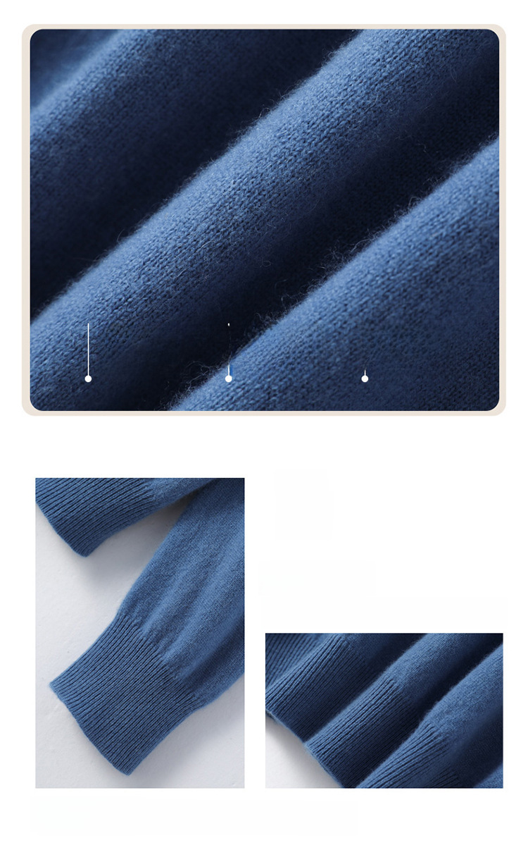 Rudens un ziemas jauns trikotāžas sieviešu V veida kakla izgriezuma garām piedurknēm džemperis, vienkrāsains korejiešu stila brīva apakšdaļas krekls, slaidinošs, plāns virsdrēbes apģērbs_voghion.com