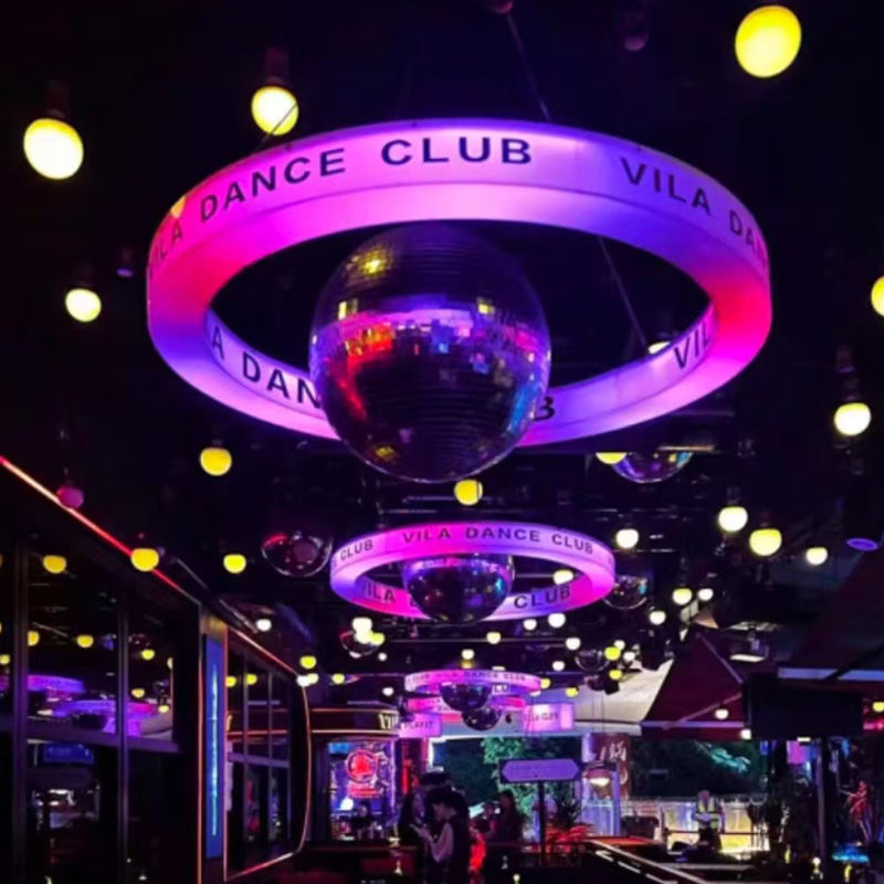 Creativo circular corriente de agua corriente red salón de fama LED candelabrera gimnasio bar café sala de baile luces de atmósfera