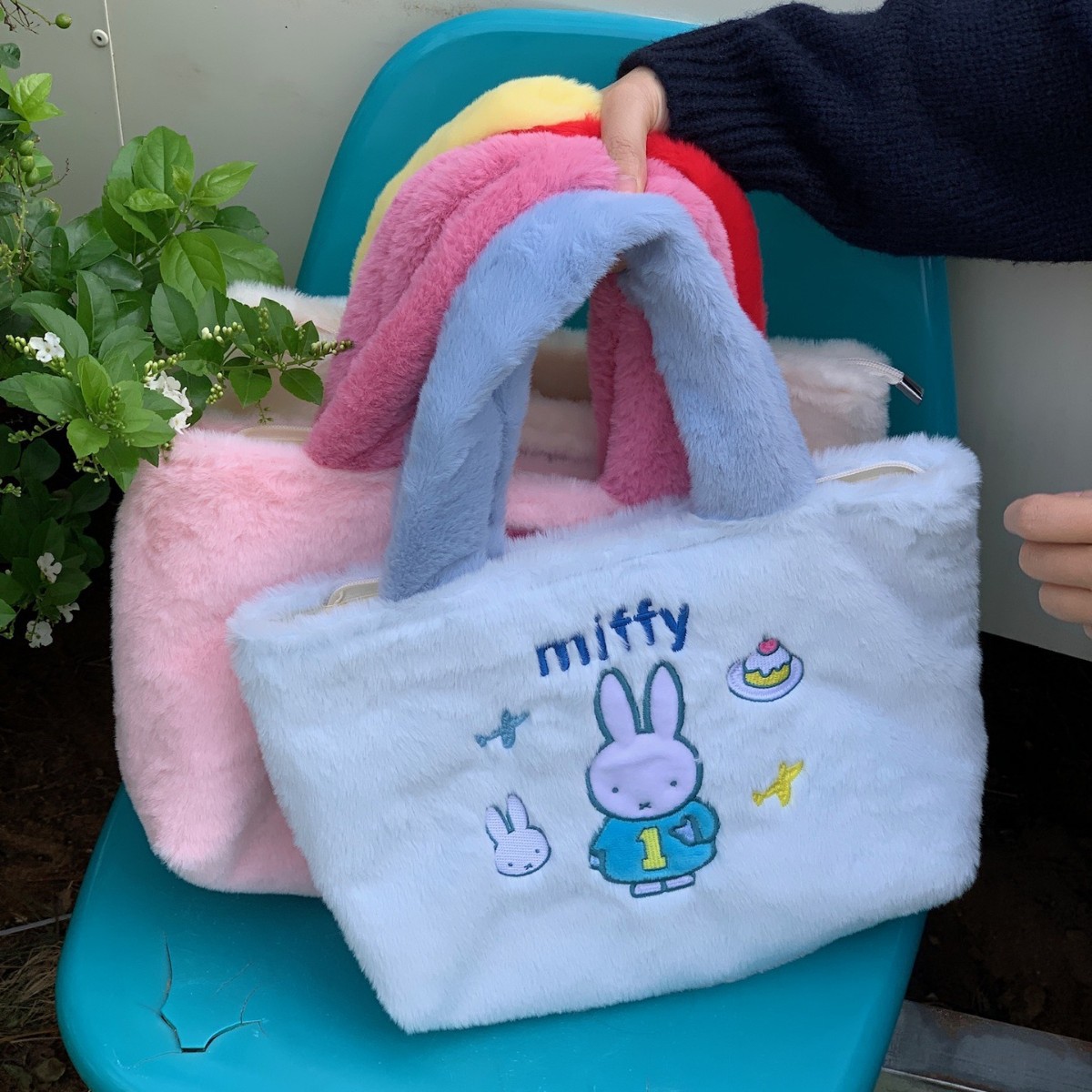 米菲毛绒包包上学包带饭便携手提包帆布包米菲毛绒手提便当包