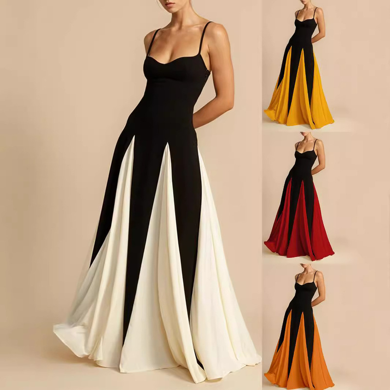Cross-border Women's Elegant Fashion Sexy Nightclub Fashion off-shoulder Stitching Large Sling Sling dress Women's Evening Dress Cross-border Women's Elegant Fashion Sexy Nightclub Fashion off-shoulder Stitching Large Sling Sling dress Women's Evening Dress