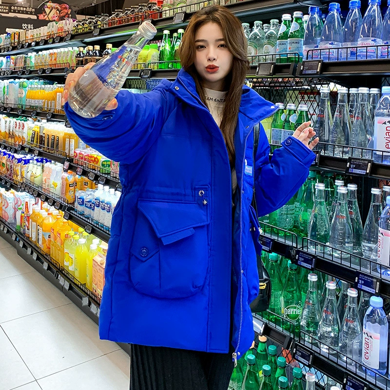 Симметричная хлопковая одежда с капюшоном и большими карманами, новая женская зимняя свободная модная куртка больших размеров, внешняя торговля