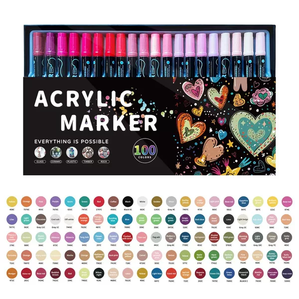 Cross-border double-headed acrylic marker pen stackable color doodle pen cross-border Amazon color marker quick-drying waterproof