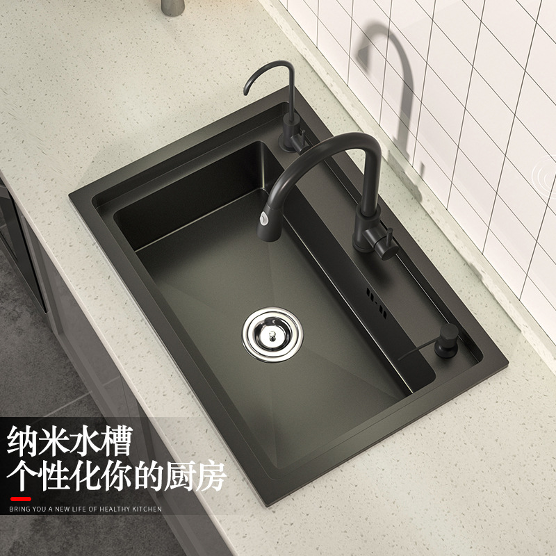 黑色纳米手工水槽小尺寸不锈钢加厚洗碗盆黑金刚厨房单槽洗菜水池 询价 阿里巴巴