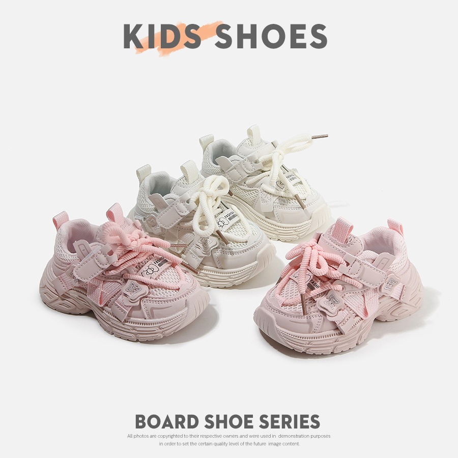 Mädchen-Sneaker im Prinzessinnen-Stil mit Farbblock-Design, lässig, sportlich, weiß, trendiges Dopamin-Design, Kinderschuhe_voghion.com