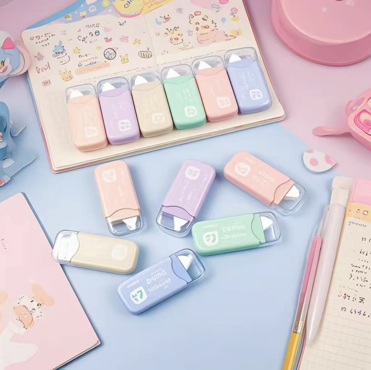 English Version Student Dot Glue Handbook Sticker Double-Sided Tape Foreign Universal Correction Tape Transparent Art Glue Wholesale