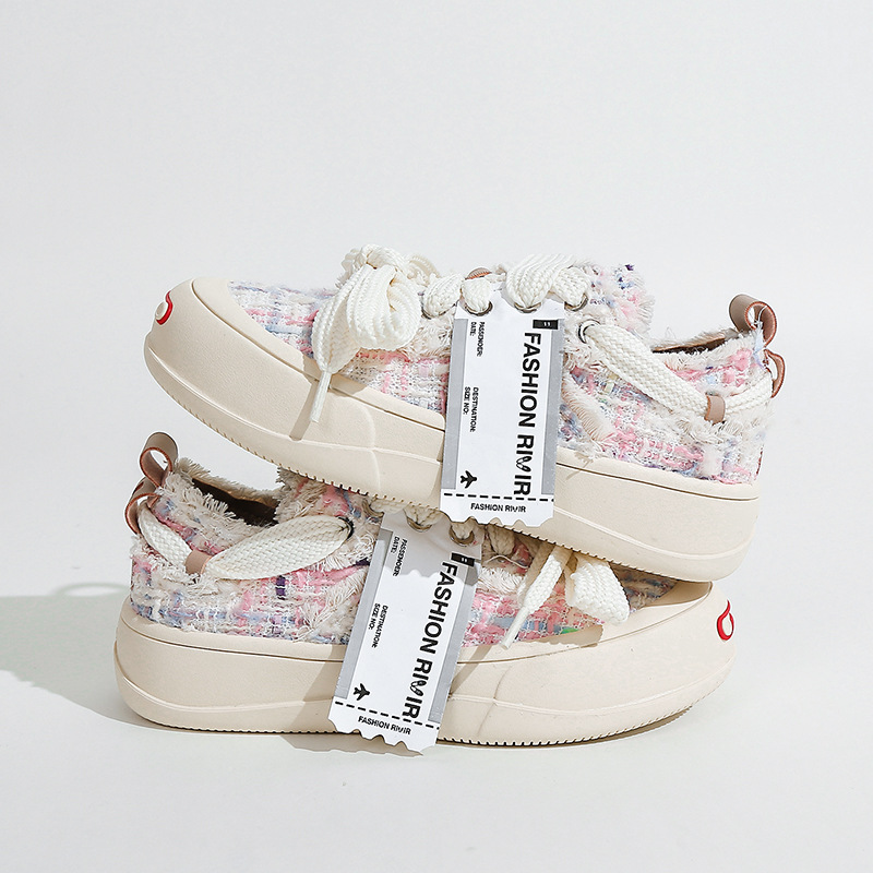 White Women's Casual Canvas Shoes Versatile Student Sports Trainers_voghion.com