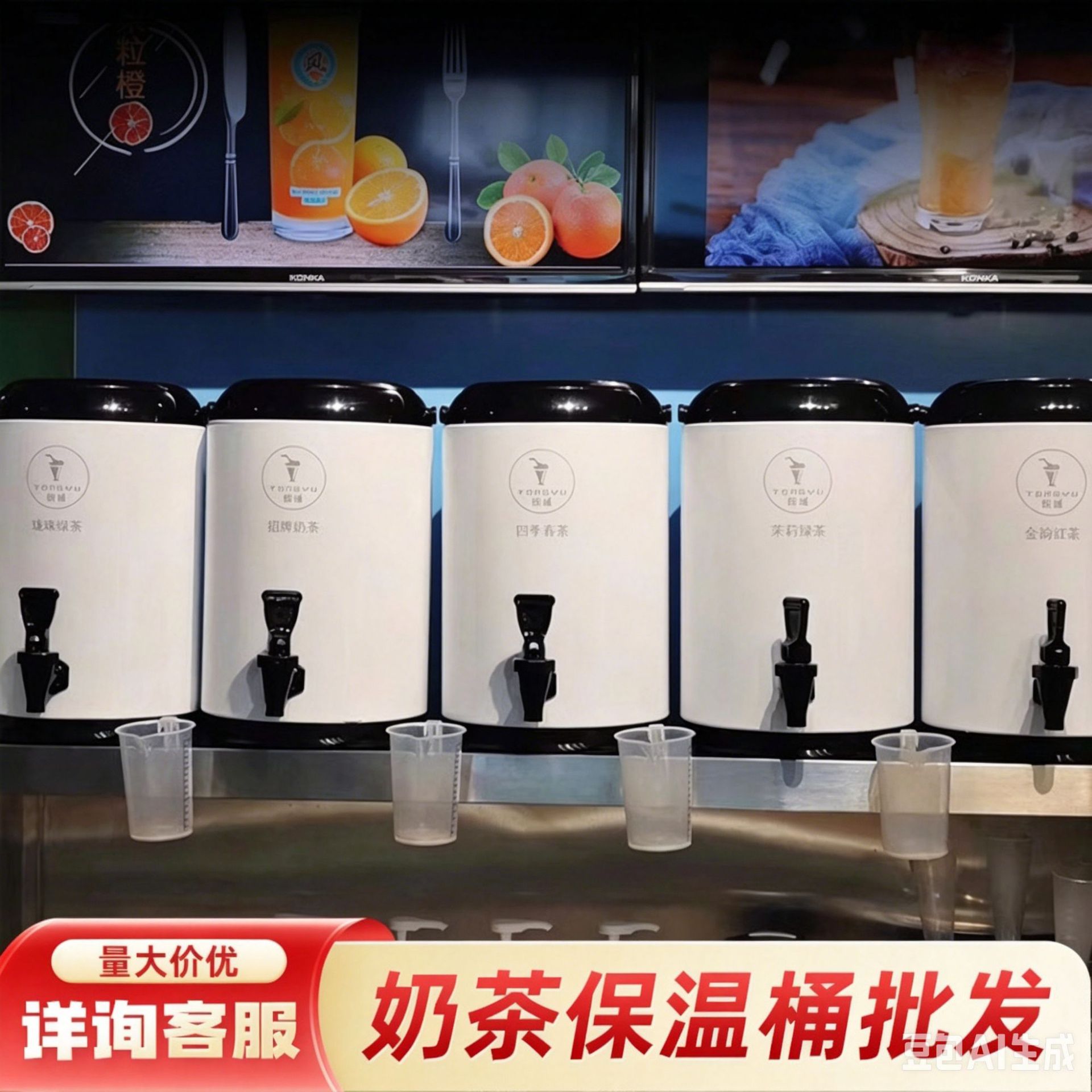 304 Stainless Steel Commercial Insulated Bucket for Stalls, Large Capacity Portable Tea Bucket, Insulated Cold-Locking Rotating Lid Milk Tea Bucket