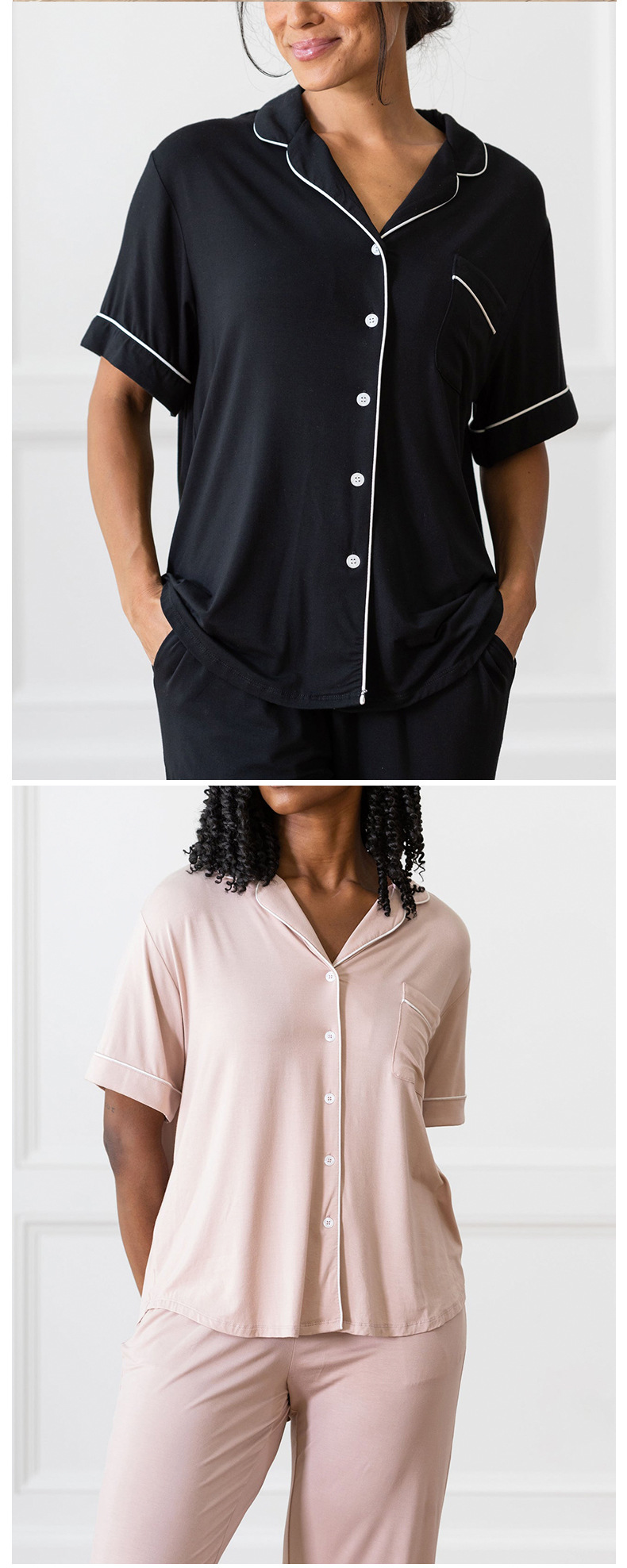 Pyjama Court 2 Pièces Femme Wikoan - Manches Courtes, Tissu Stretch été/automne