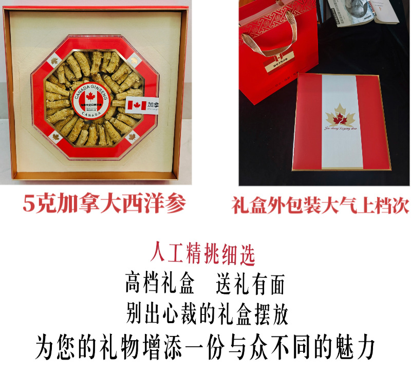 Canadian American Ginseng Whole Roots Xi Yang Shen 500g Gift Box Tonic Herbal Wellness quality and texture
