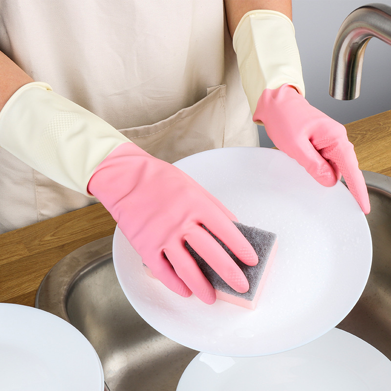 Cleaning Dishwashing Gloves Thickened Natural Latex Work Rubber Durable Housework Waterproof Kitchen Laundry