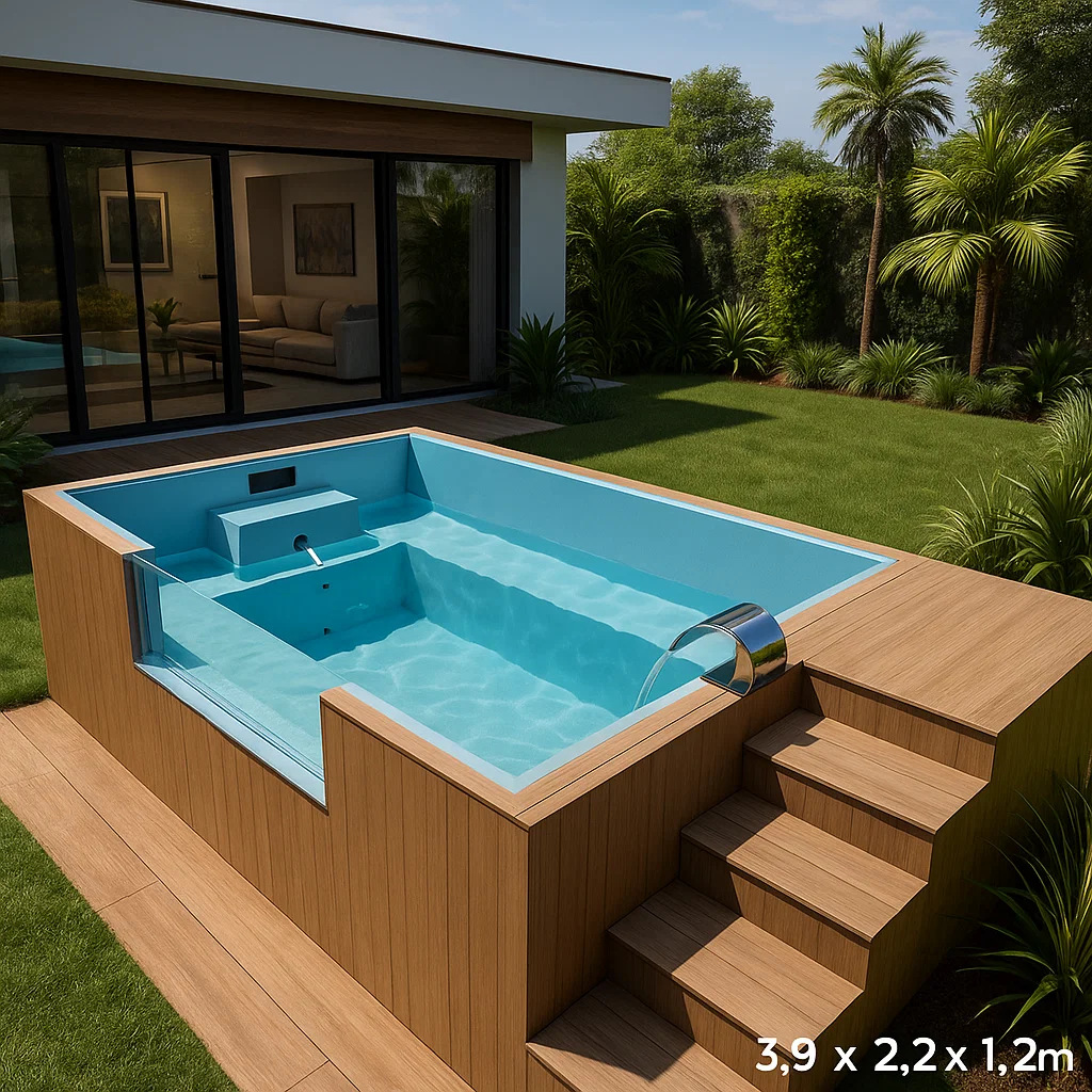 玻璃钢防腐木泳池户外地上安装简便可移动水池抗腐蚀耐用厂家直销