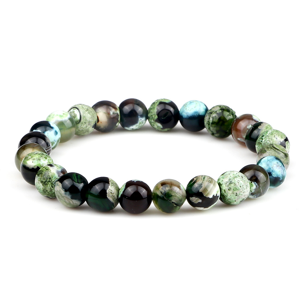 Braccialetto di perline di agata di fuoco colorata intrecciata a mano, set di perline di agata viola, braccialetto di perline buddiste di agata verde con macchie_voghion.com