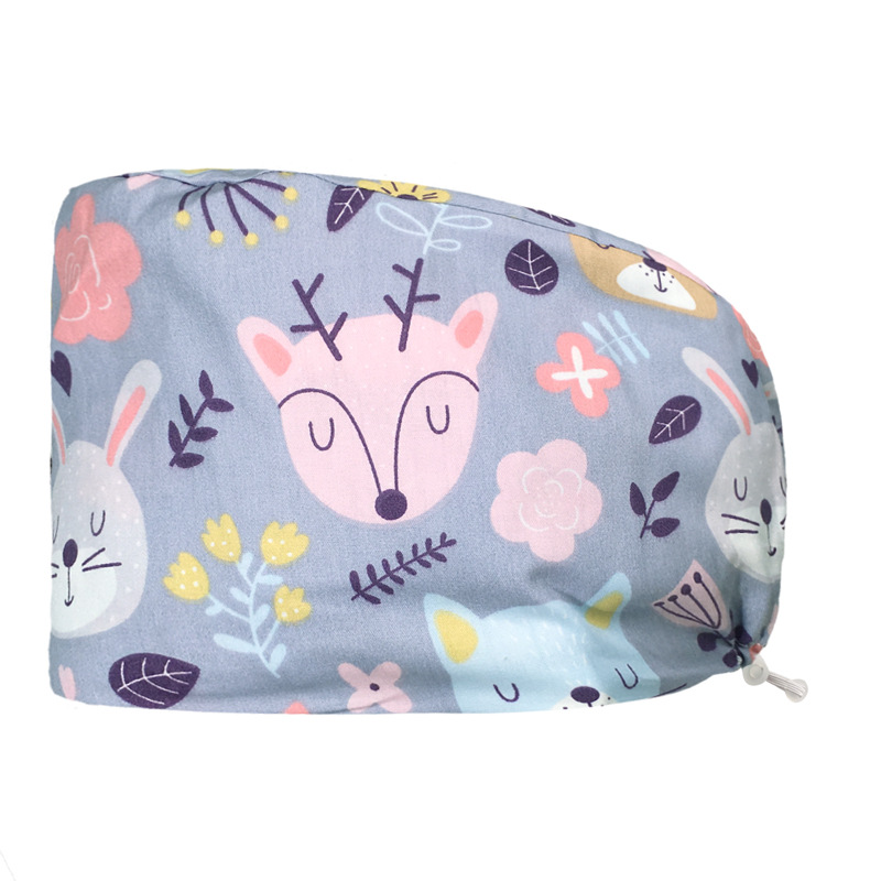 Algodón puro impreso casquillo de la enfermera tapa médica hogar tapa de la cocina aceite de catering a prueba de humo anti-pelo sombrero de trabajo de la enfermera