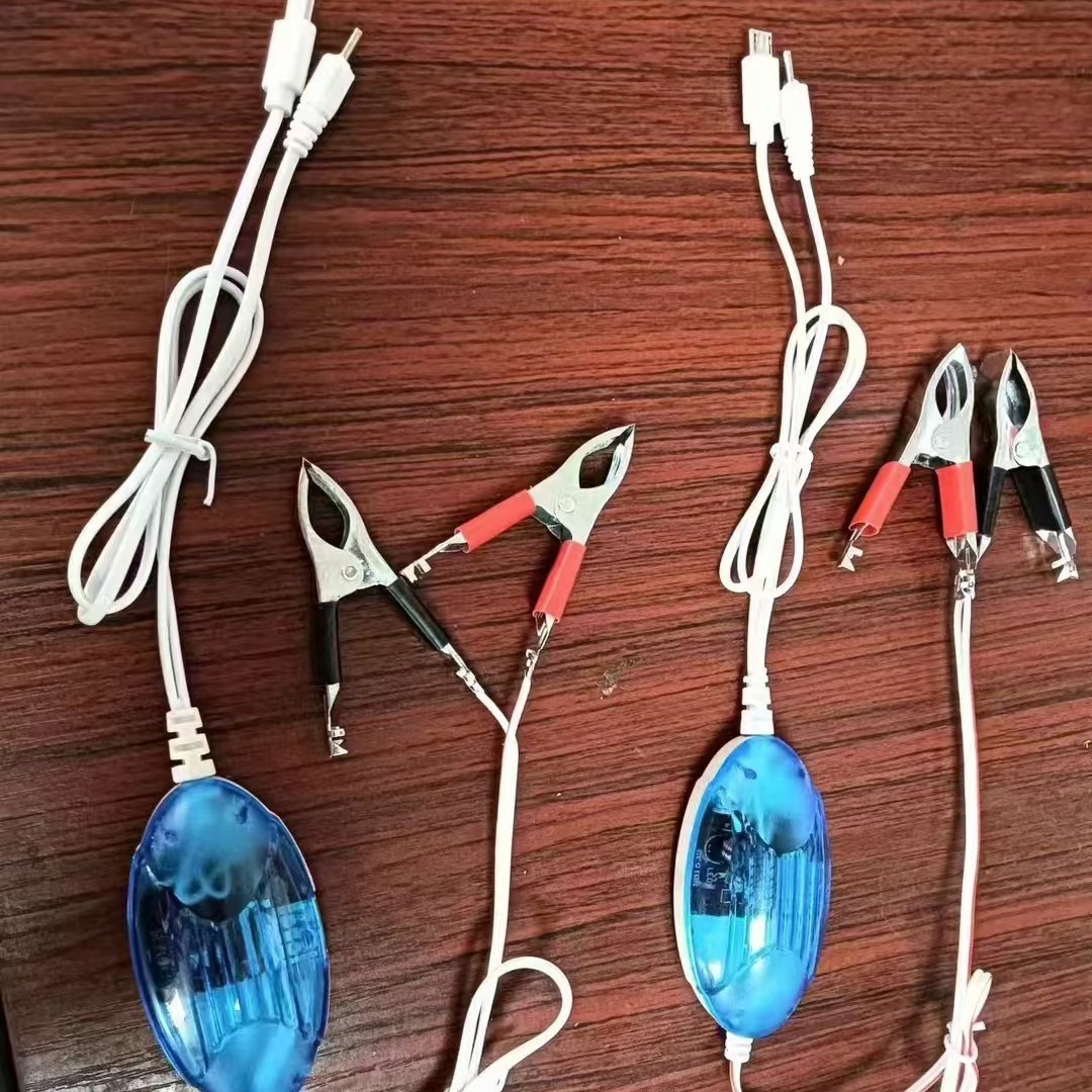 电瓶夹子充电器船充夹子充电器一拖二充电器