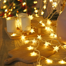 led星星燈五角星彩燈串戶外露營帳篷氛圍燈串聖誕節日室內裝飾燈