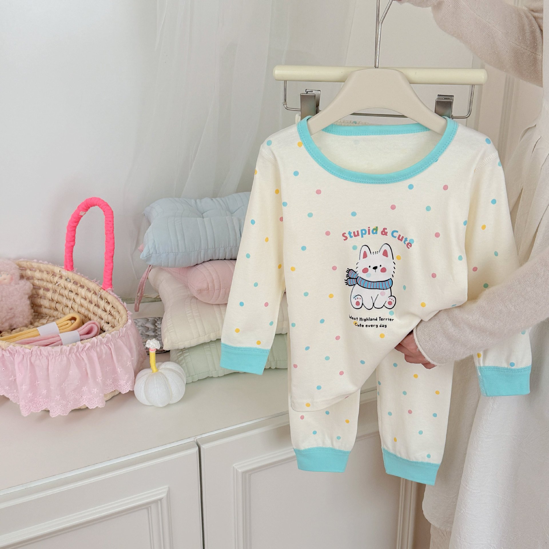 Conjunto de ropa interior térmica de algodón puro para niños, otoño e invierno, pijamas cálidos de algodón para bebés, niños y niñas, ropa de estar sin costuras.