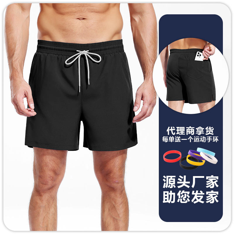 Pantalones Cortos Deportivos Dos en Uno para Hombre Poliéster Absorbe la Humedad para Fitness