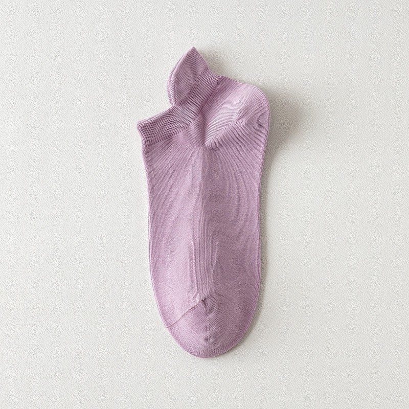 Calcetines de barco de algodón de color sólido calcetines de mujer 100 calcetines de algodón anti-boleta primavera y verano absorción de sudor transpirable sin hueso calcetines de algodón invisibles