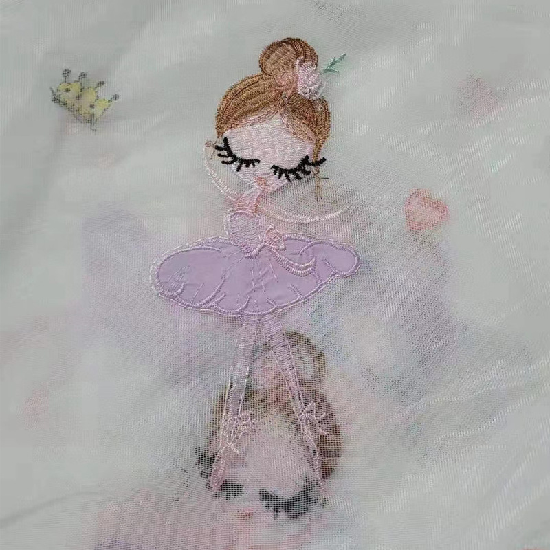 小さい清新な窓の紗が踊る女の子の刺繍の透明なカーテンの女の子の寝室の部屋のカーテンの逸品の刺繍の現代|undefined